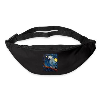 Africain Africain Perroquet Gris Oiseau Nuit Étoilée Peinture - Sac banane - noir - Devant