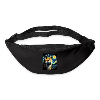 Akita Dog Starry Night Painting - Bum bag - black - Front