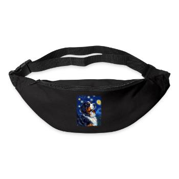 Bernese Mountain Dog Dog Starry Night Painting - Bum bag - black - Front