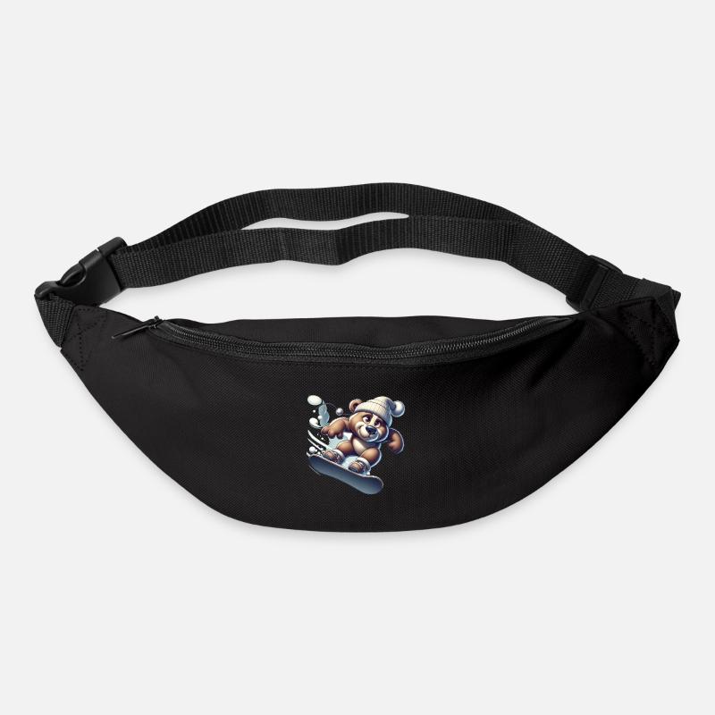 Ours snowboarder mignon - Sac banane - noir