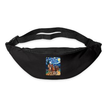 Courses de chevaux Équitation Nuit étoilée Peinture - Sac banane - noir - Devant