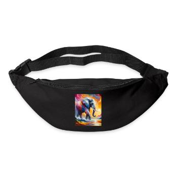 Lebendiger Elefant Splash Bunte Sonnenaufgangsfantasie - Gürteltasche - Schwarz - Vorne
