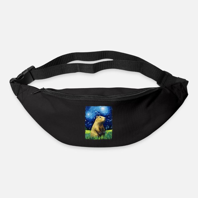 Capybara Capibara Peinture Nuit étoilée - Sac banane - noir