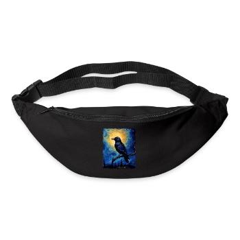 Crow Raven Bird Starry Night Painting - Bum bag - black - Front