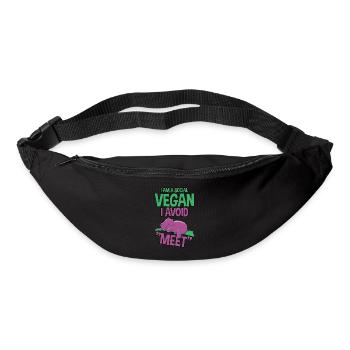 Je suis un végétalien social j’évite de rencontrer 2 - Sac banane - noir - Devant