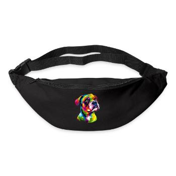 Deutscher Boxer Popart Regenbogen Bunter Boxer - Gürteltasche - Schwarz - Vorne