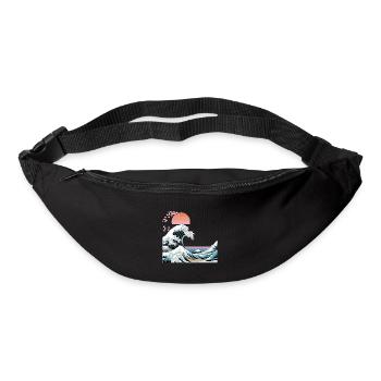 Big Wave Vaporwave Aesthetic 80s Anime Fashion - Bum bag - black - Front