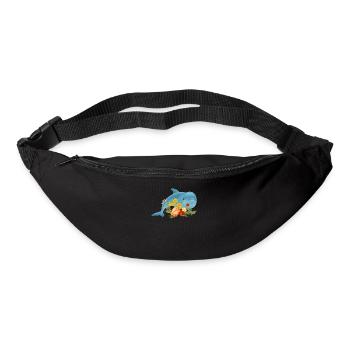 Dauphin avec de belles fleurs - Sac banane - noir - Devant