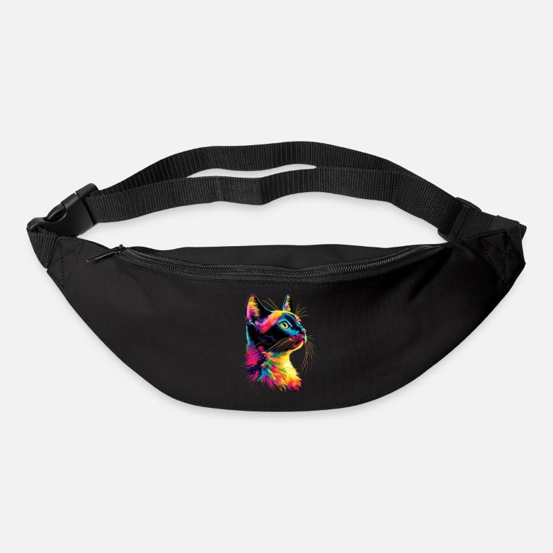 Katze Bunt Regenbogen Farben Popart Cat Mom Katzen - Gürteltasche - Schwarz