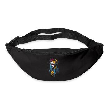 Moderne Catrina mit Kopfhörern Dia de los Muertos - Gürteltasche - Schwarz - Vorne
