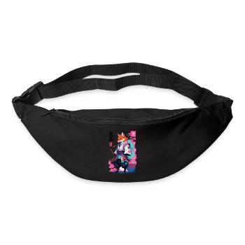 Kitsune Samurai Fuchs Aesthetic Vaporwave Stil - Gürteltasche - Schwarz - Vorne