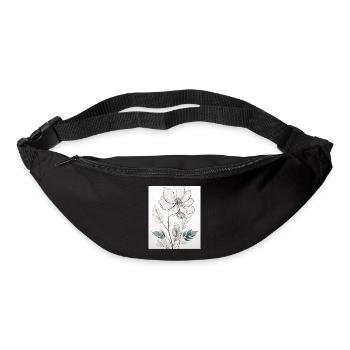 Minimalist Botanical Line Art – Elegant Flower Art - Bum bag - black - Front