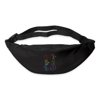 Origami LGBT Regenbogen Eule Papierkranich Falten - Gürteltasche - Schwarz - Vorne