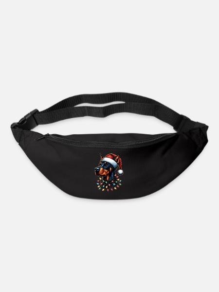 Chapeau de Noël Doberman Chien Noël - Sac banane - noir