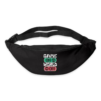 Gaming gamer game on, world off – dicton gamer - Sac banane - noir - Devant
