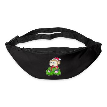 Affe Weihnachten Weihnachtsmütze - Gürteltasche - Schwarz - Vorne