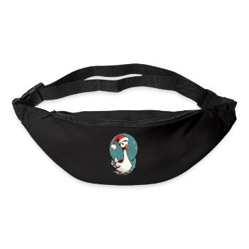 Canard festif avec chapeau de Père Noël - Sac banane - noir - Devant