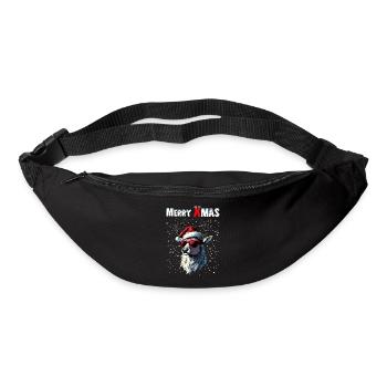 Rentier mit Weihnachtsmütze wünscht Merry Xmas - Gürteltasche - Schwarz - Vorne