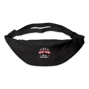 Flamants roses Joyeux Noël Flamingo Weihnachten - Sac banane - noir - Devant