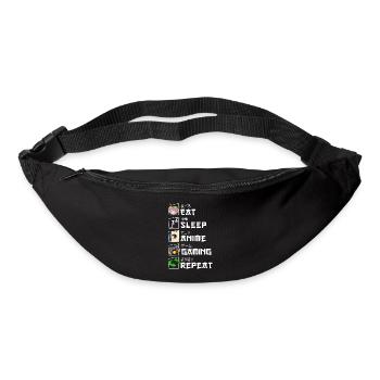 Funny Japanese Eat Sleep Anime Gaming Repeat Manga - Bum bag - black - Front