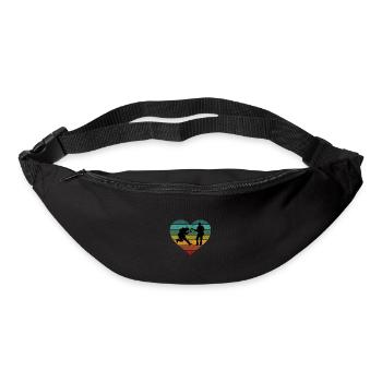 E-Gitarre Bass Herz Retro Silhouette - Gürteltasche - Schwarz - Vorne