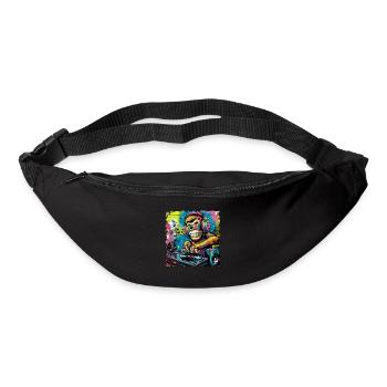 Dj Rave Festival cooler Affe mit Kopfhörer Party - Gürteltasche - Schwarz - Vorne