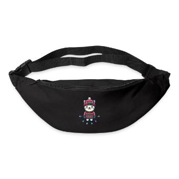 Cute Christmas cat with fairy lights - Bum bag - black - Front