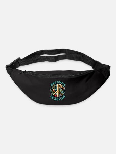 Vegetarian Peace Starts On Your Plate Animal Lover - Gürteltasche - Schwarz