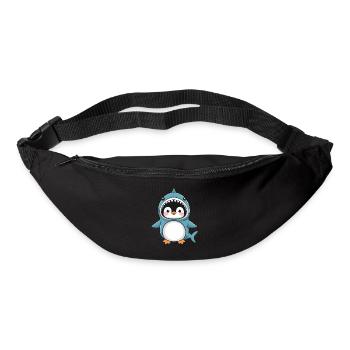Pingouin mignon en costume de requin - Sac banane - noir - Devant