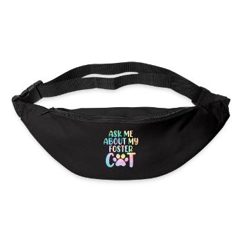 Demandez-moi à propos de mon refuge Tie Dye pour chat drôle - Sac banane - noir - Devant