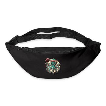 Lustiger Oktopus Tischtennis Cartoon Retro - Gürteltasche - Schwarz - Vorne