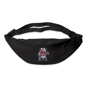 Crazy Nilpferd Comic Stil lustiges Tier Motiv - Gürteltasche - Schwarz - Vorne