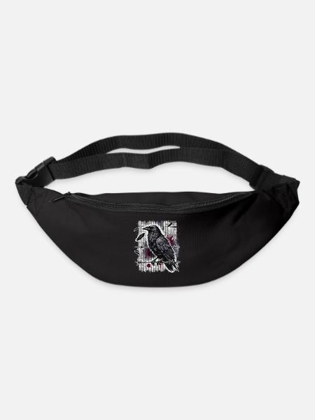 Corbeau sur fil de fer barbelé - Gothic Dark Art - Sac banane - noir
