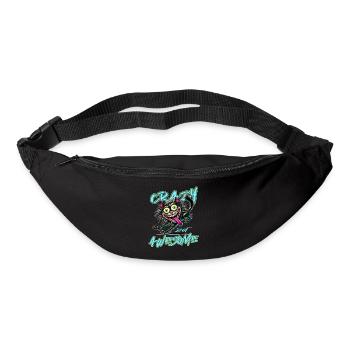 Style de bande dessinée de chat fou mais génial - Sac banane - noir - Devant