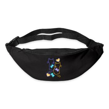Chats, Chat, Printemps, Papillons, Enfants, Enfant - Sac banane - noir - Devant