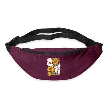 Boho Wildblumen mit Sonnenblumen und Gänseblümchen - Gürteltasche - Burgunderrot - Vorne