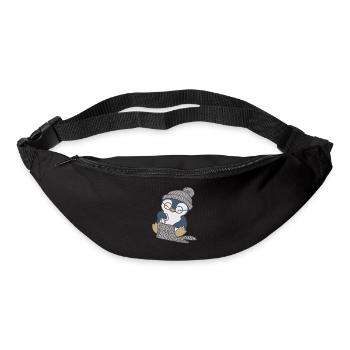 Cute penguin sewing with hat - Bum bag - black - Front
