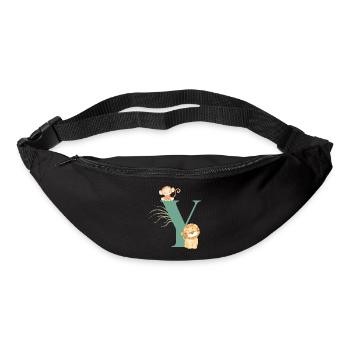 Lettre y vert animaux jungle - Sac banane - noir - Devant