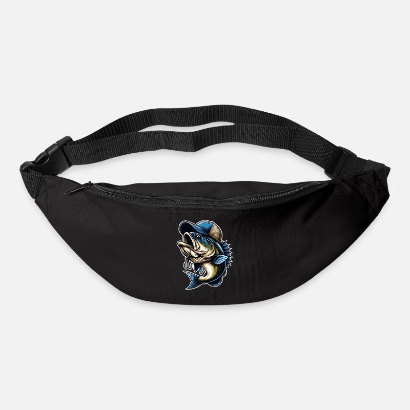 Poisson de pêche avec hameçon à capuchon - Sac banane - noir