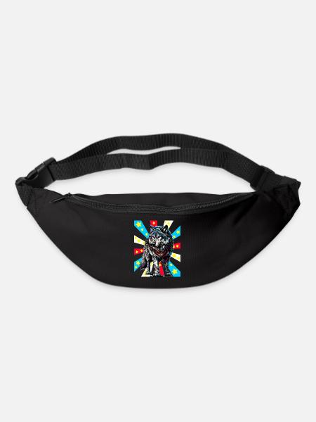 Tatouage loup loup - Sac banane - noir