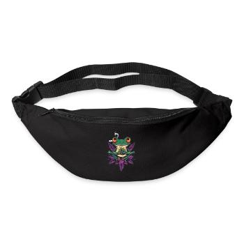 Frosch mit Joint und Cannabisblatt - Weed Frosch - Gürteltasche - Schwarz - Vorne