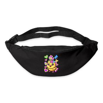 Pâques Printemps poussin Retro des années 80 des années 90 Enfants Poulet - Sac banane - noir - Devant