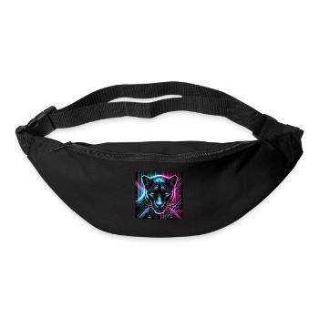 Cyberpunk Panther – Style néon - Sac banane - noir - Devant