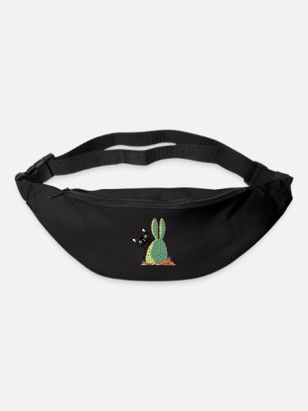 Katze versteckt sich hinter einem Kaktus - Gürteltasche - Schwarz