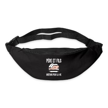 père et fils papa breton bretagne fête des pères - Sac banane - noir - Devant
