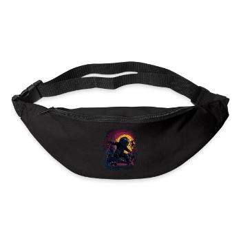 Cooles Skate-Faultier im Retro Sonnenuntergang - Gürteltasche - Schwarz - Vorne