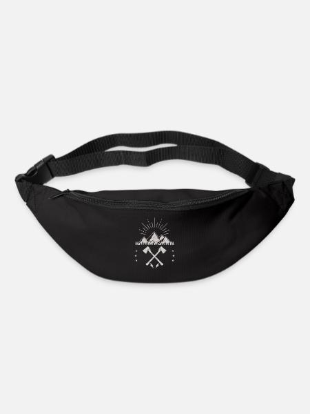 Montagne accidentée lever de soleil hache emblème - Sac banane - noir
