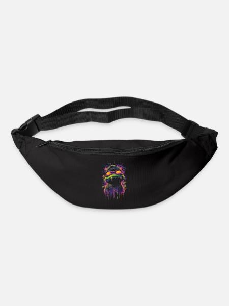 Graffiti grenouille style urbain bande dessinée look néon - Sac banane - noir