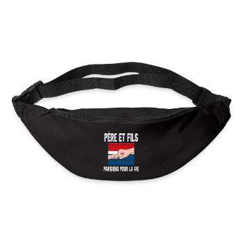 père et fils papa paris parisien fête des pères - Sac banane - noir - Devant