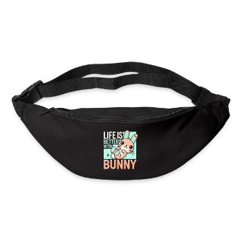 Das Leben ist besser mit einem Hasen - Gürteltasche - Schwarz - Vorne